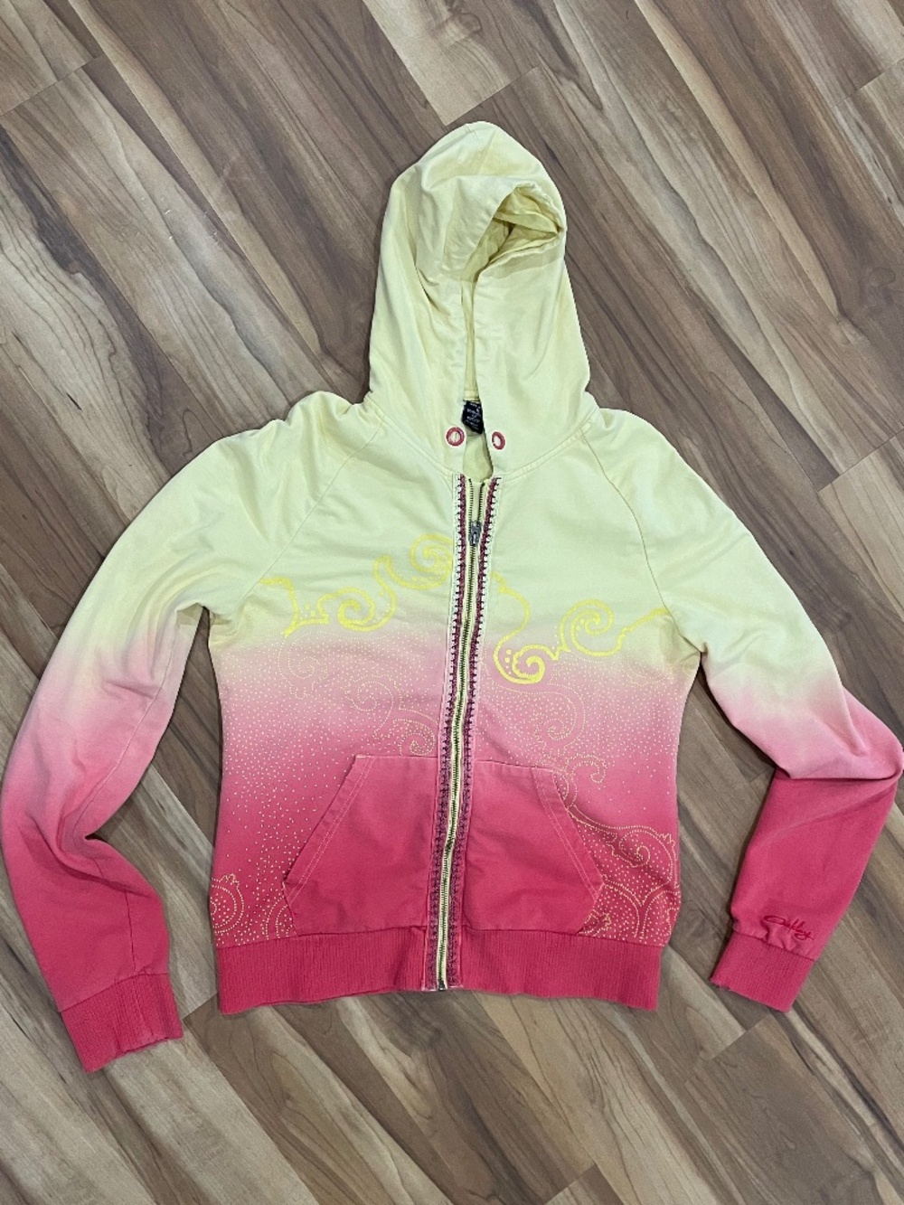Oakley Vintage 2010 Ombre Dip Dye Swirl Full Zip Hoodie Sweatshirt Size XL